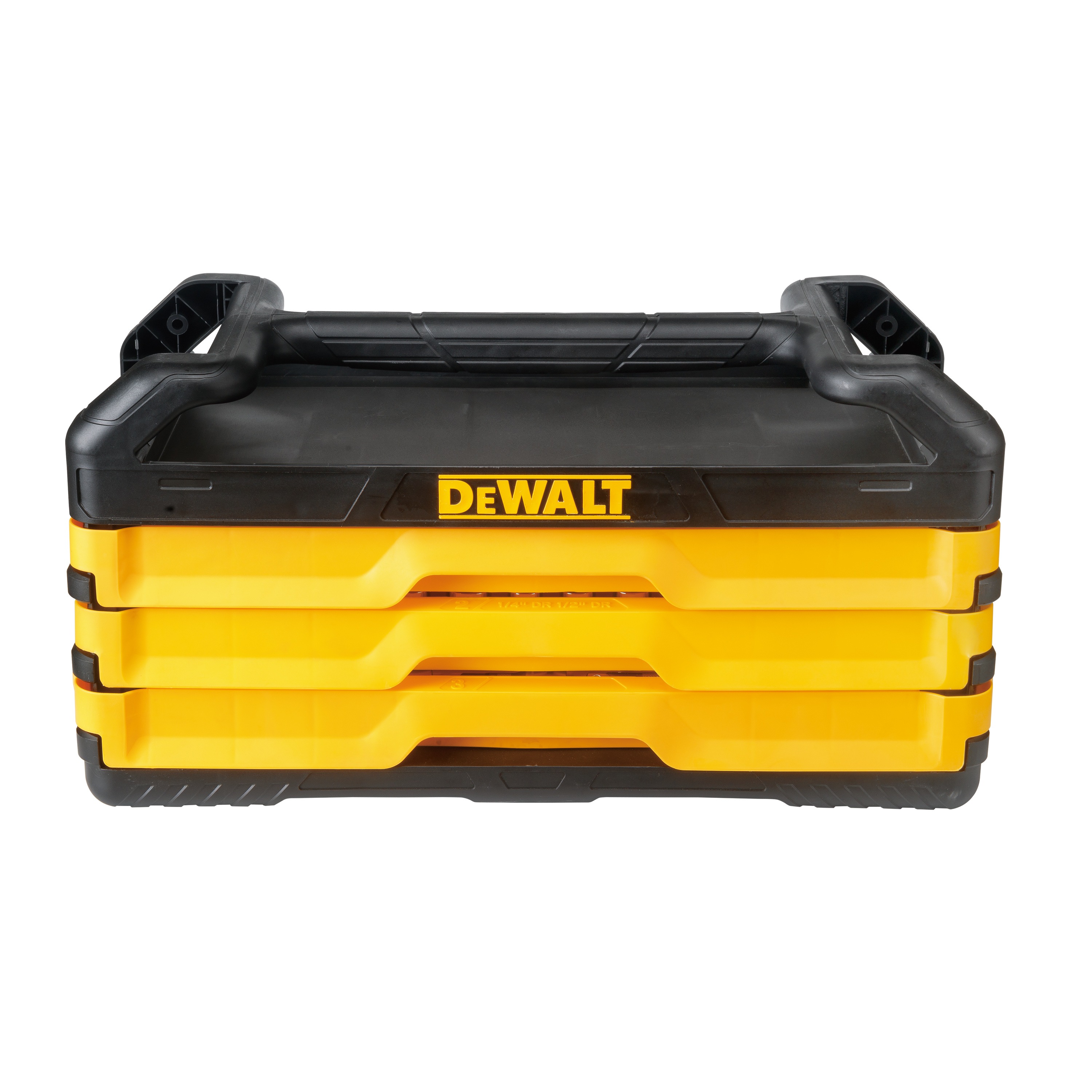 Profile of 3 drawer box for 227 piece DEWALT mechanics tools set.