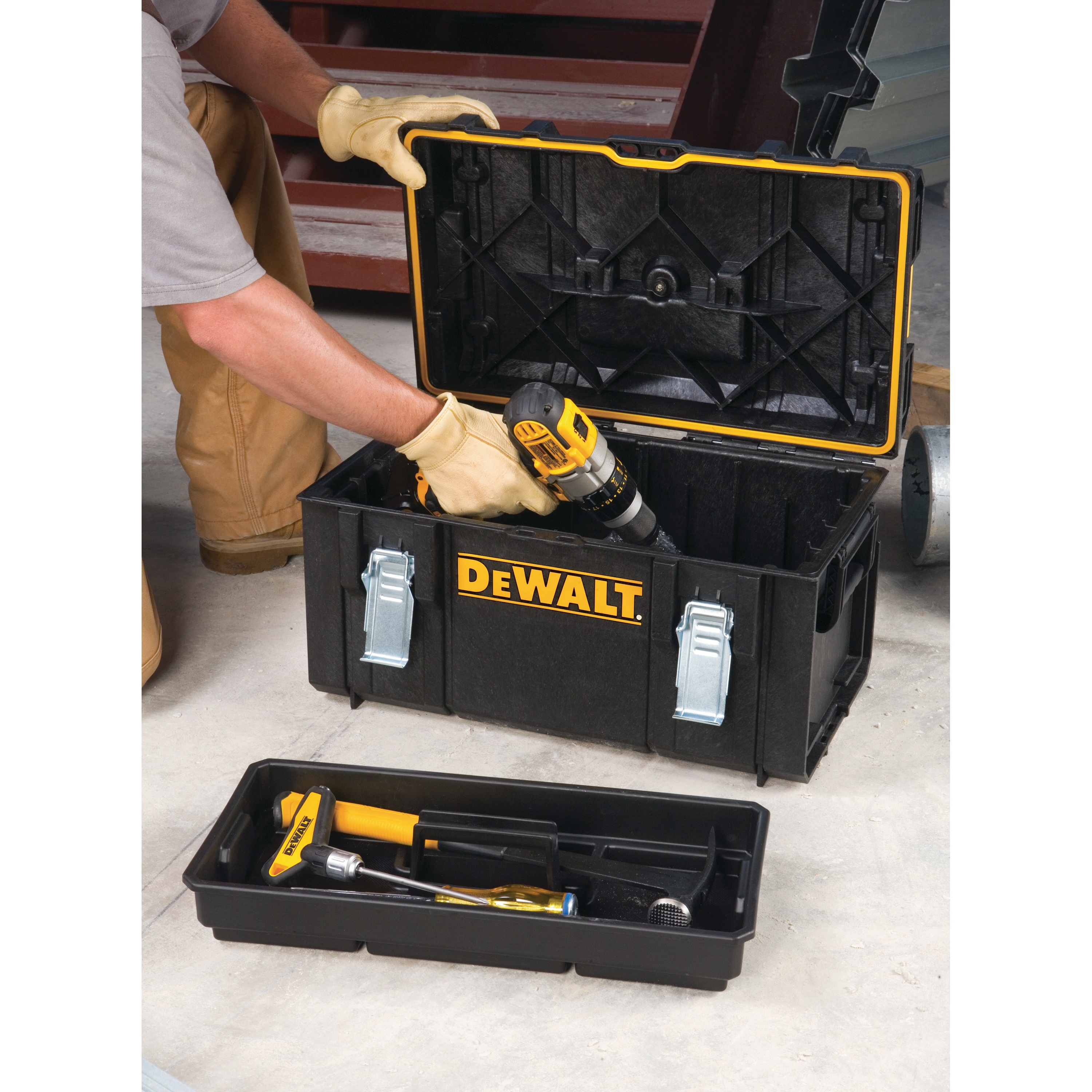 tough system DS 300 large case being used to store drills and other tools.