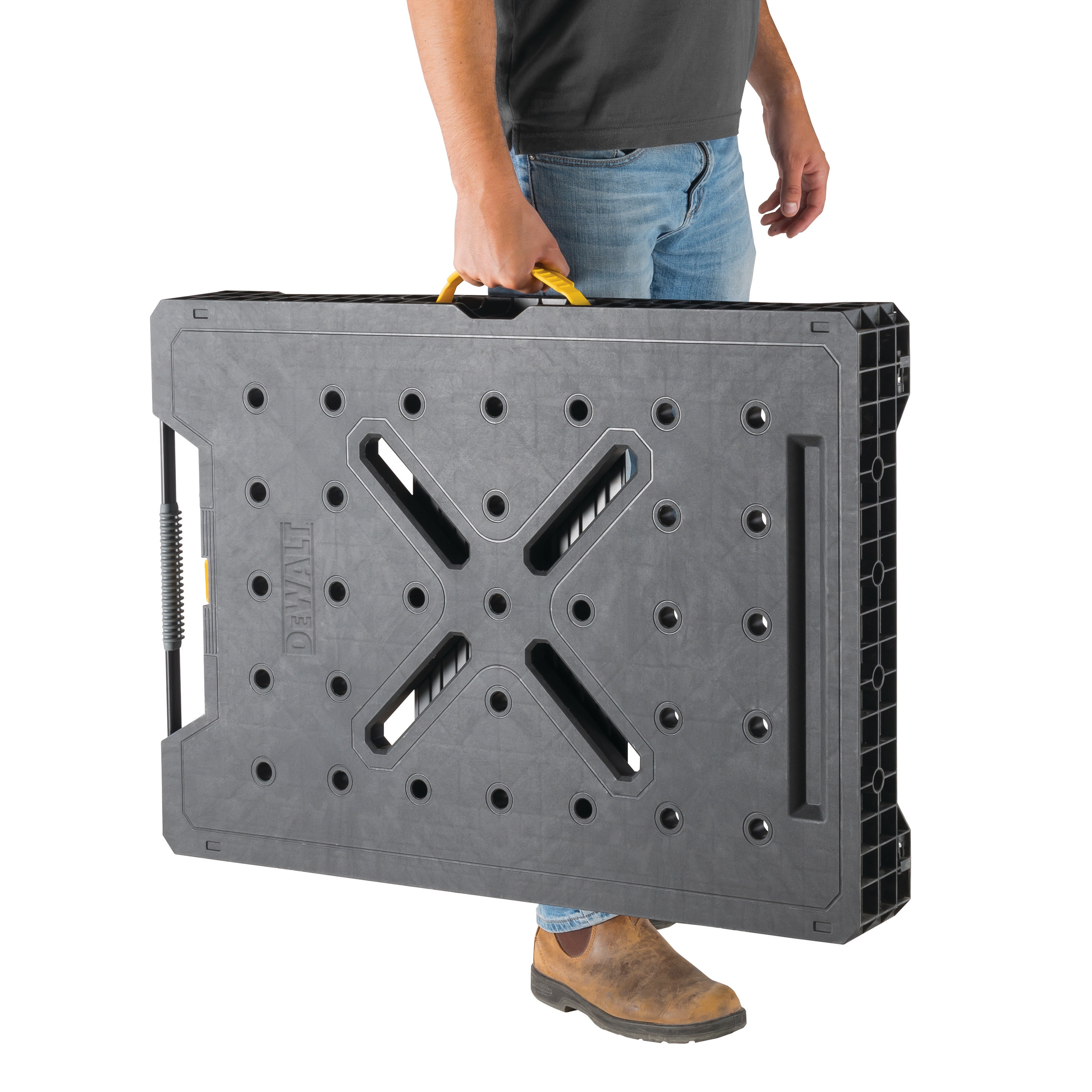 Portable feature of an express folding workbench.