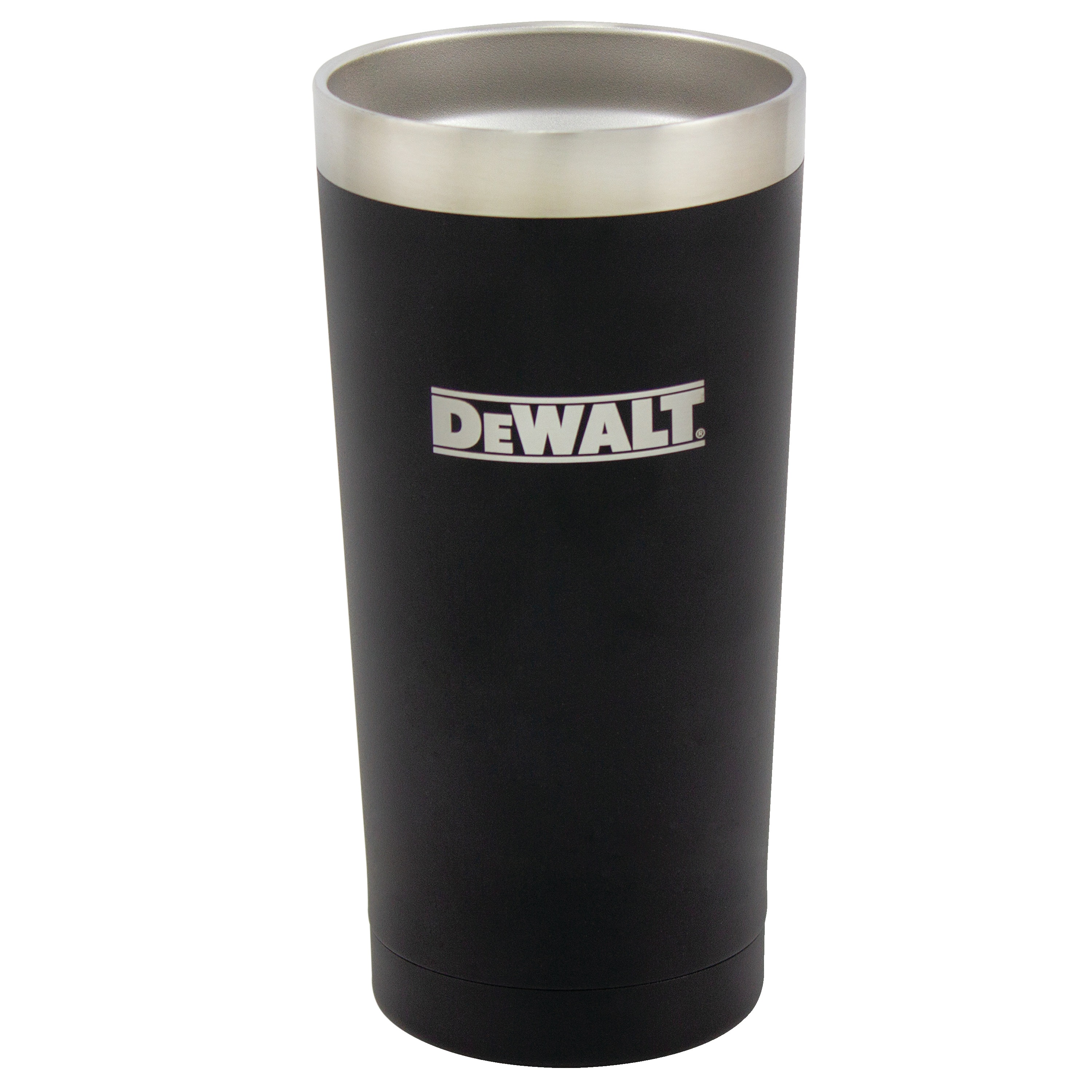 20 Ounce Black powder coated tumbler without lid.
