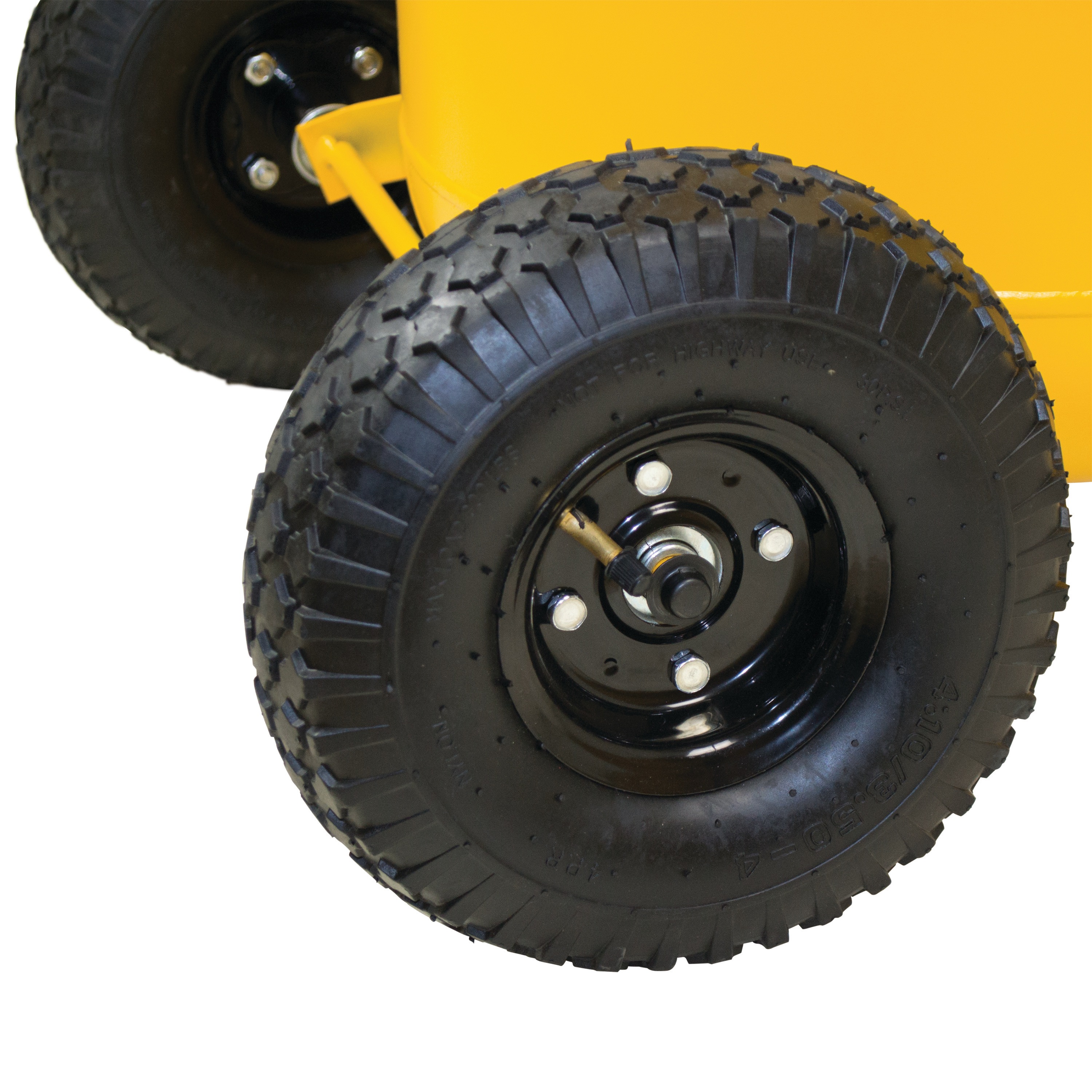 Pneumatic tire feature of 30 gallons Portable Electric Air Compressor. 