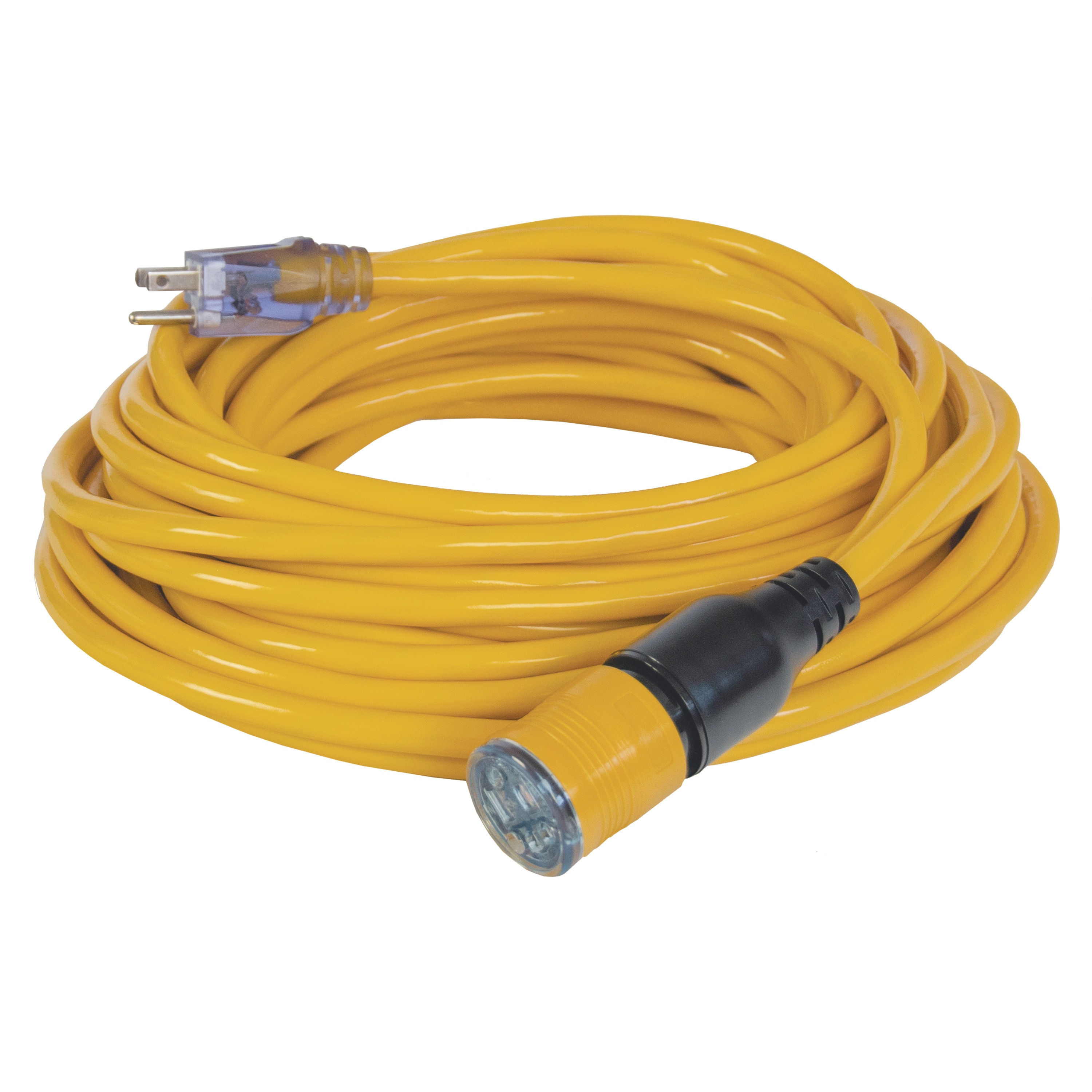 Profile of 50 feet Lighted Locking C G M Extension Cord.