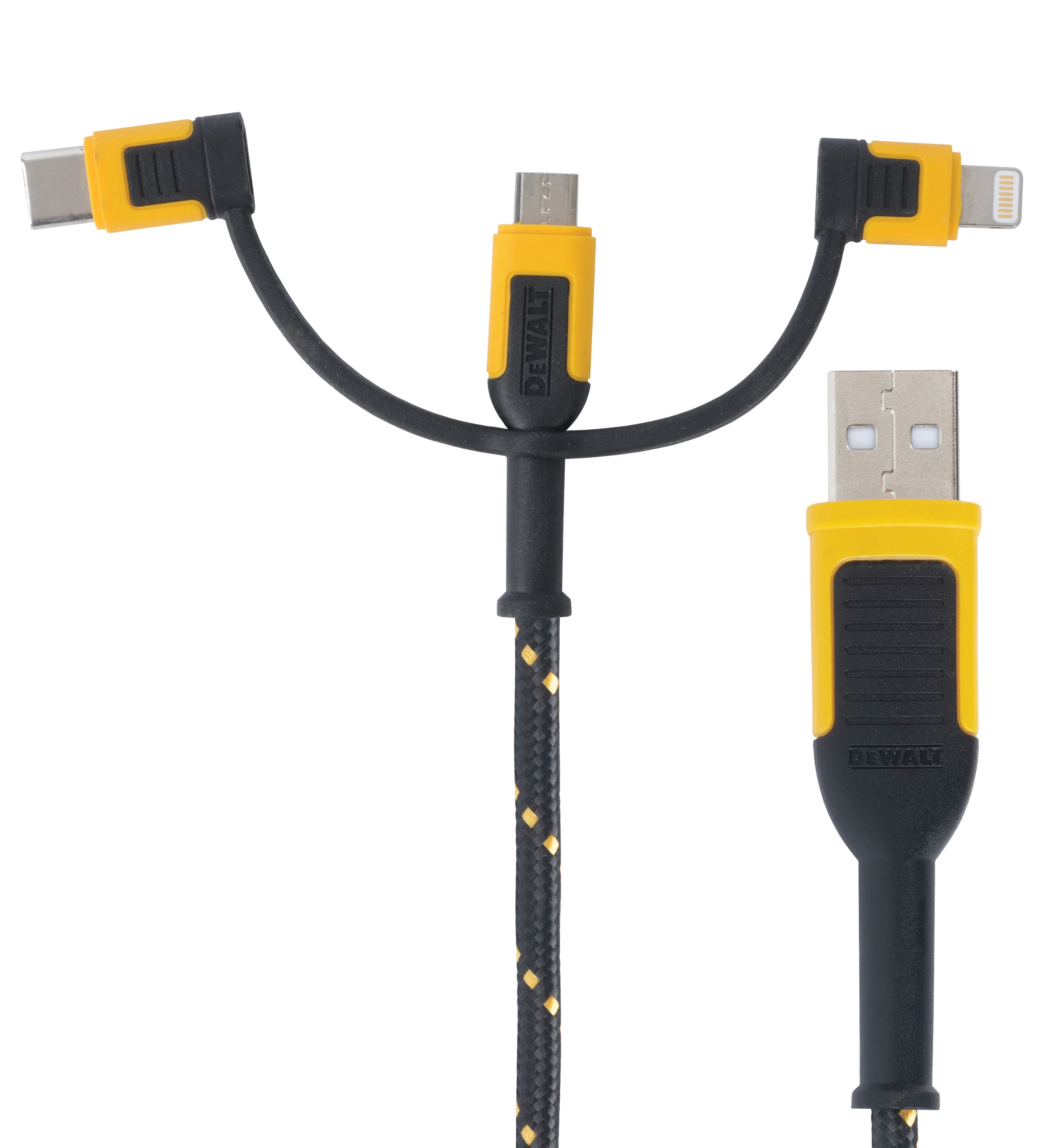 DEWALT - Reinforced 3in1 Cable for Lightning USBC and MicroUSB - DXMA1311356