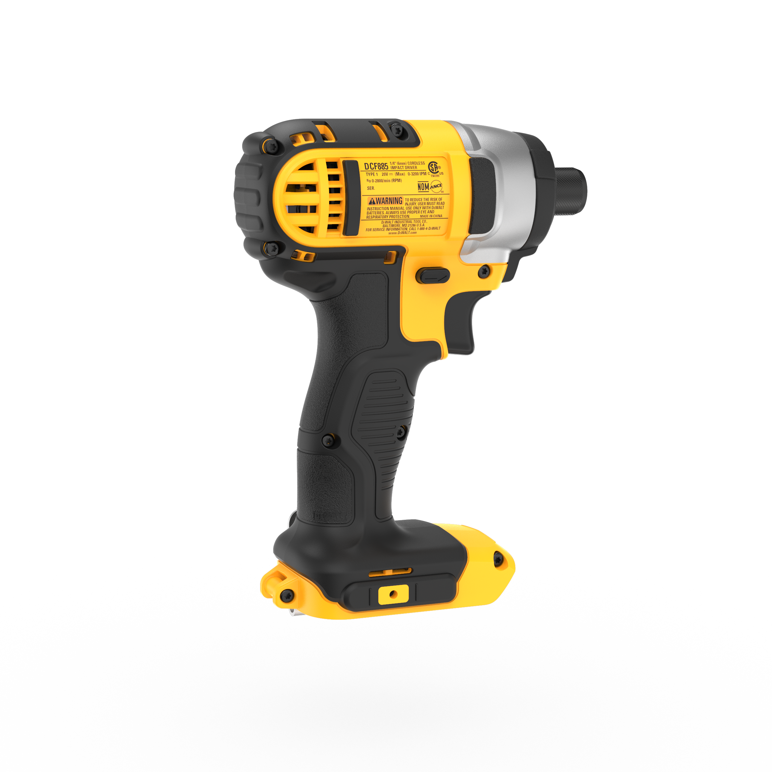 Impact Driver DEWALT DCF885B 20V 1/4 in for sale online Tool Only Black/Yellow 