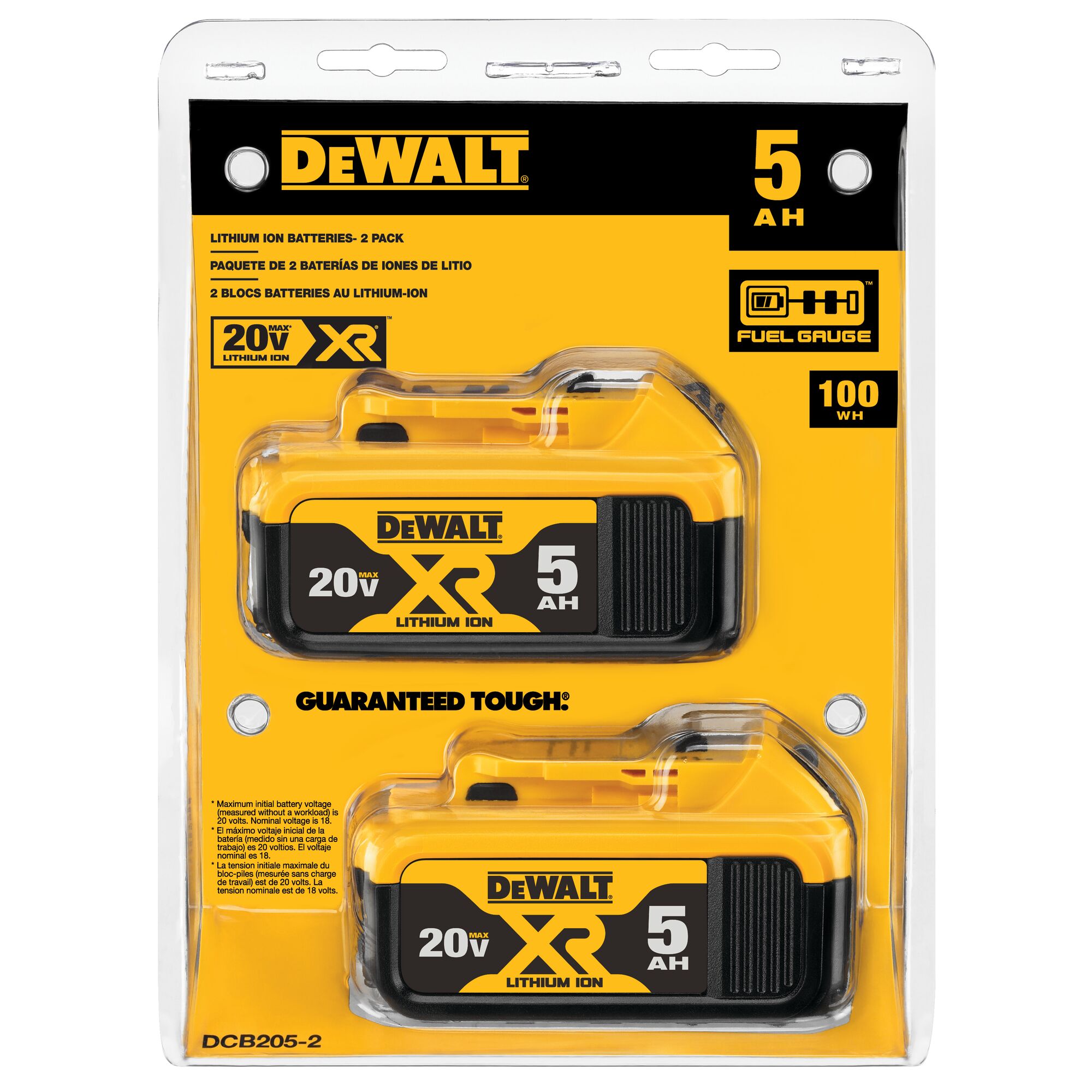 For DEWALT DCB205-2 20V 20 Volt Lithium MAX 5.0 AH Battery Packs DCB204-2 DCB206 
