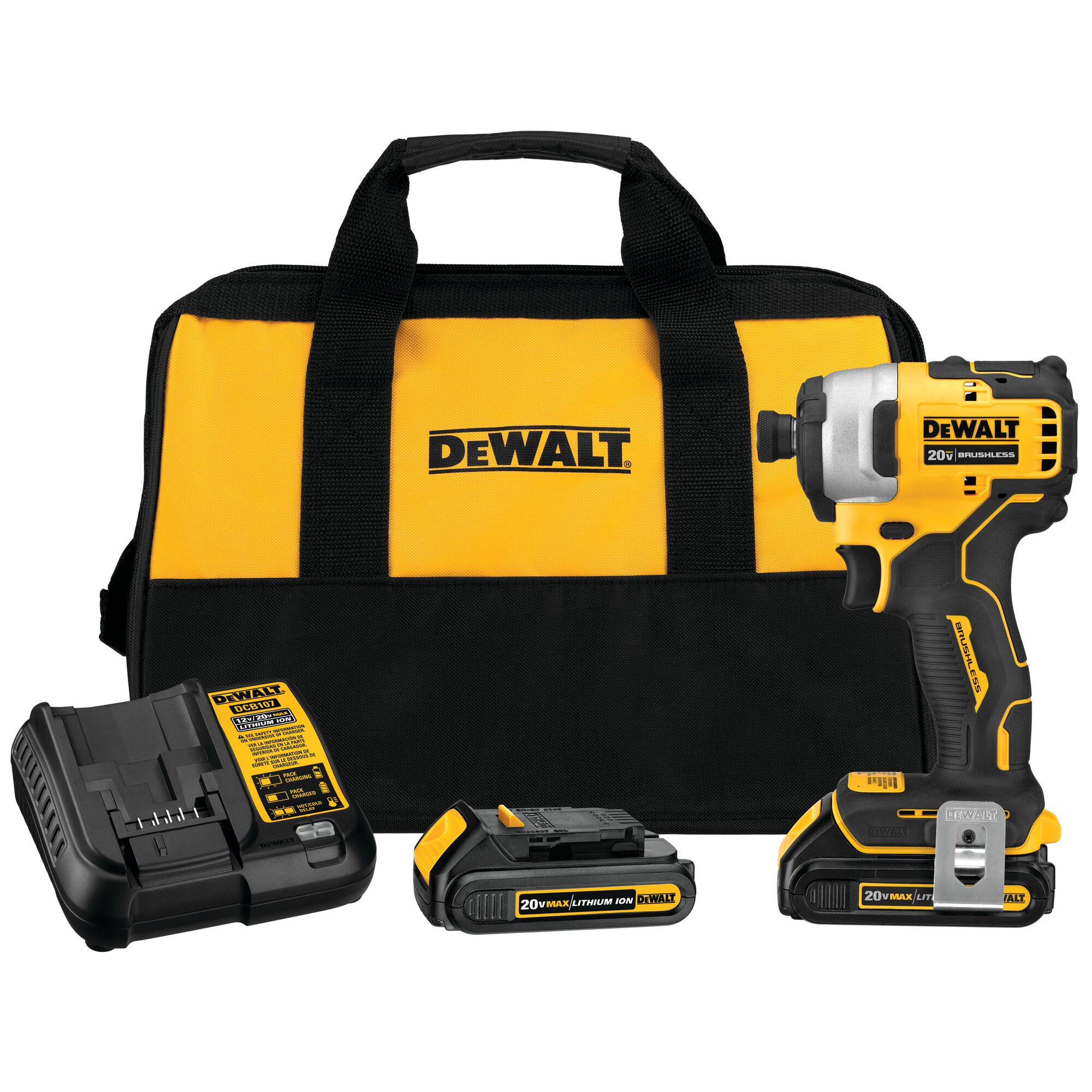 DEWALT 20V MAX Compact Brushless Drill/Driver And Impact Kit with 2  Batteries, Charger and Soft Bag in the Power Tool Combo Kits department at