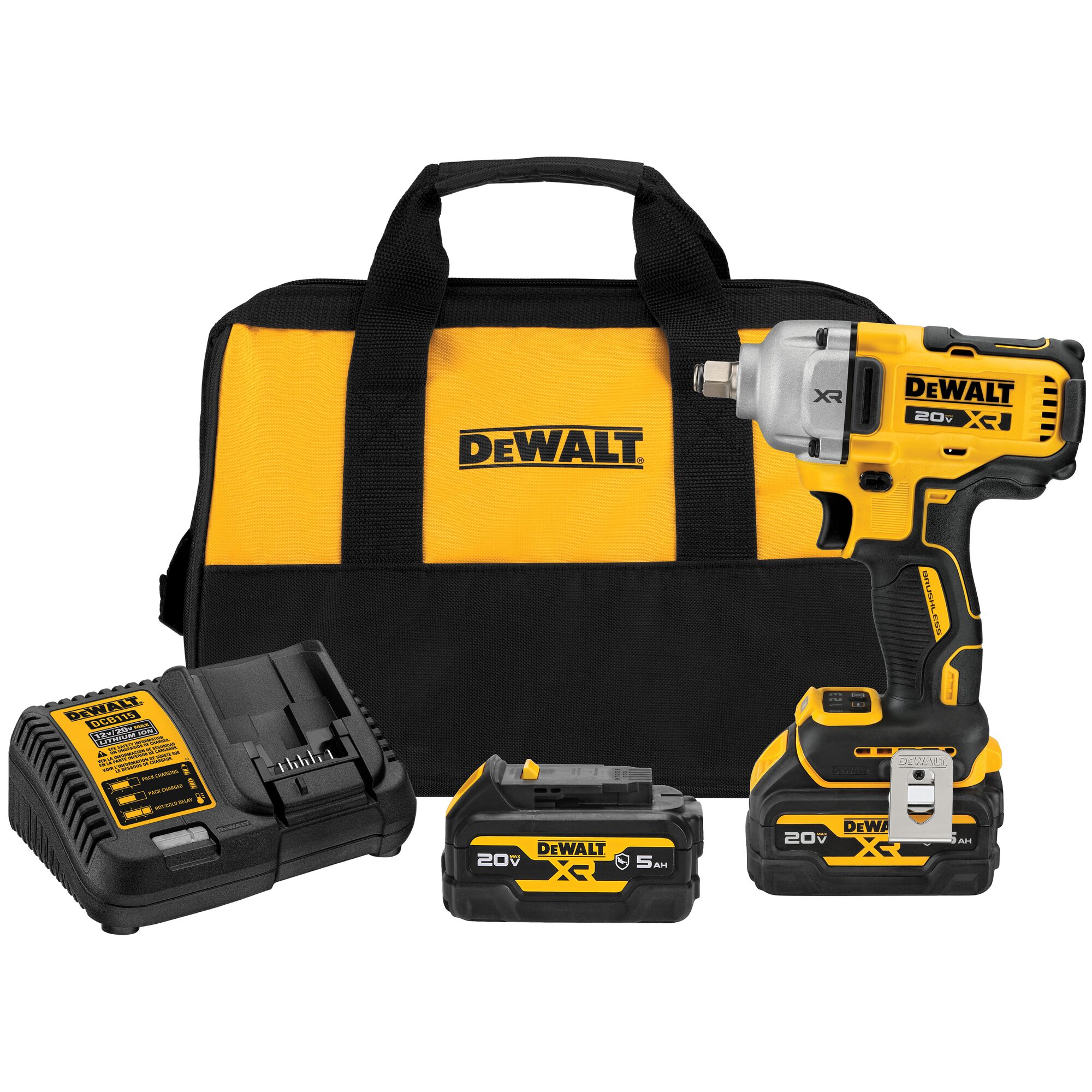 DEWALT, 20V MAX* XR 1/2in. Mid-Range Impact Wrench Kit, Drive Size 1/2 in,  Volts 20, Battery Type Lithium-ion, Model# DCF891Q1