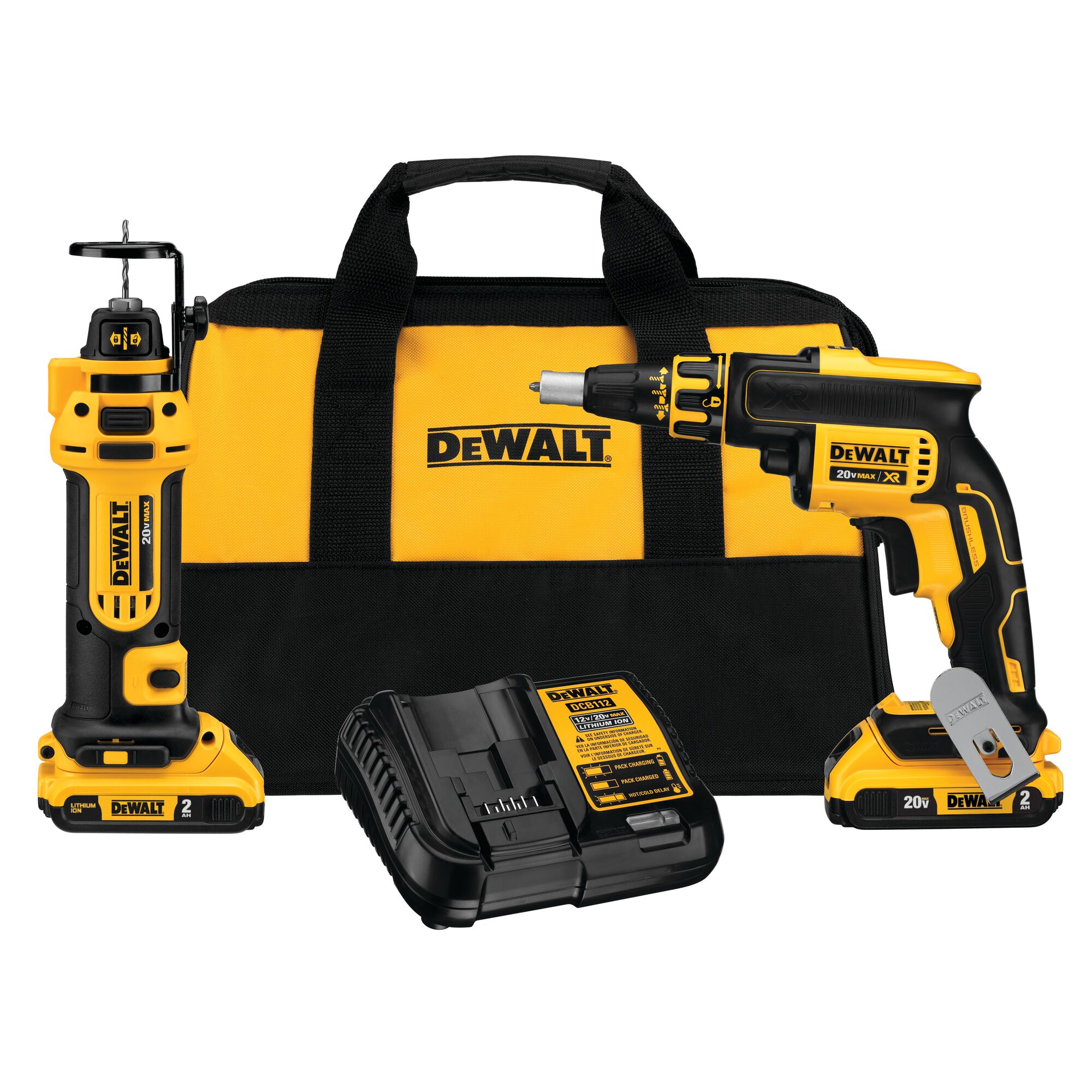 Dewalt Bag, 20v Brushless Drill, Dewalt DCB112 Battery Pack And Charger