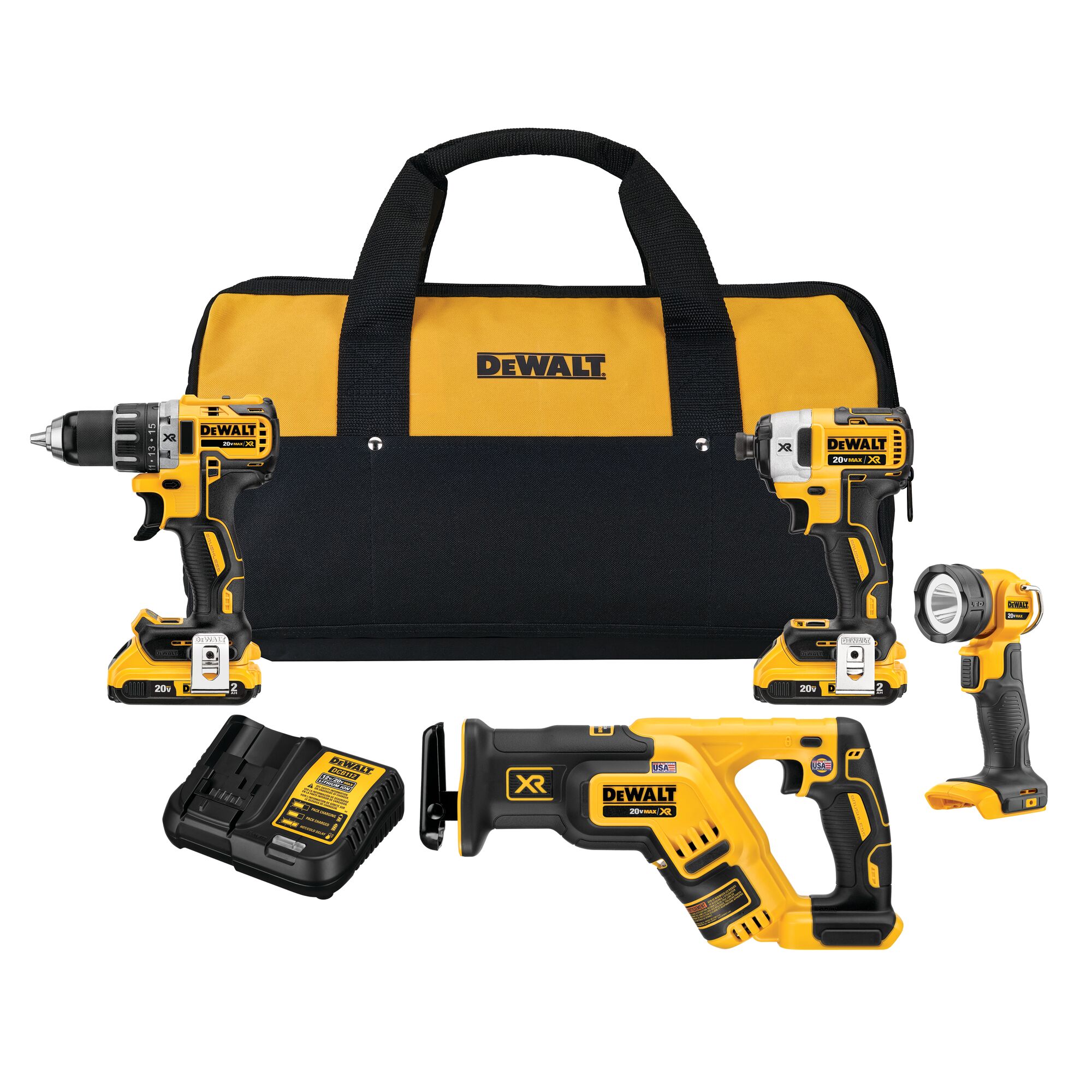 Dewalt Bag, 20v Brushless Drill, Dewalt DCB112 Battery Pack And Charger