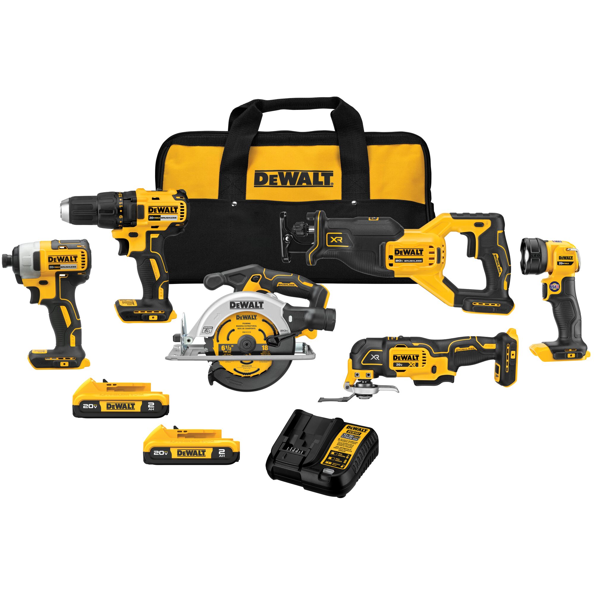 DEWALT 20V MAX Compact Brushless Drill/Driver And Impact Kit with 2  Batteries, Charger and Soft Bag in the Power Tool Combo Kits department at