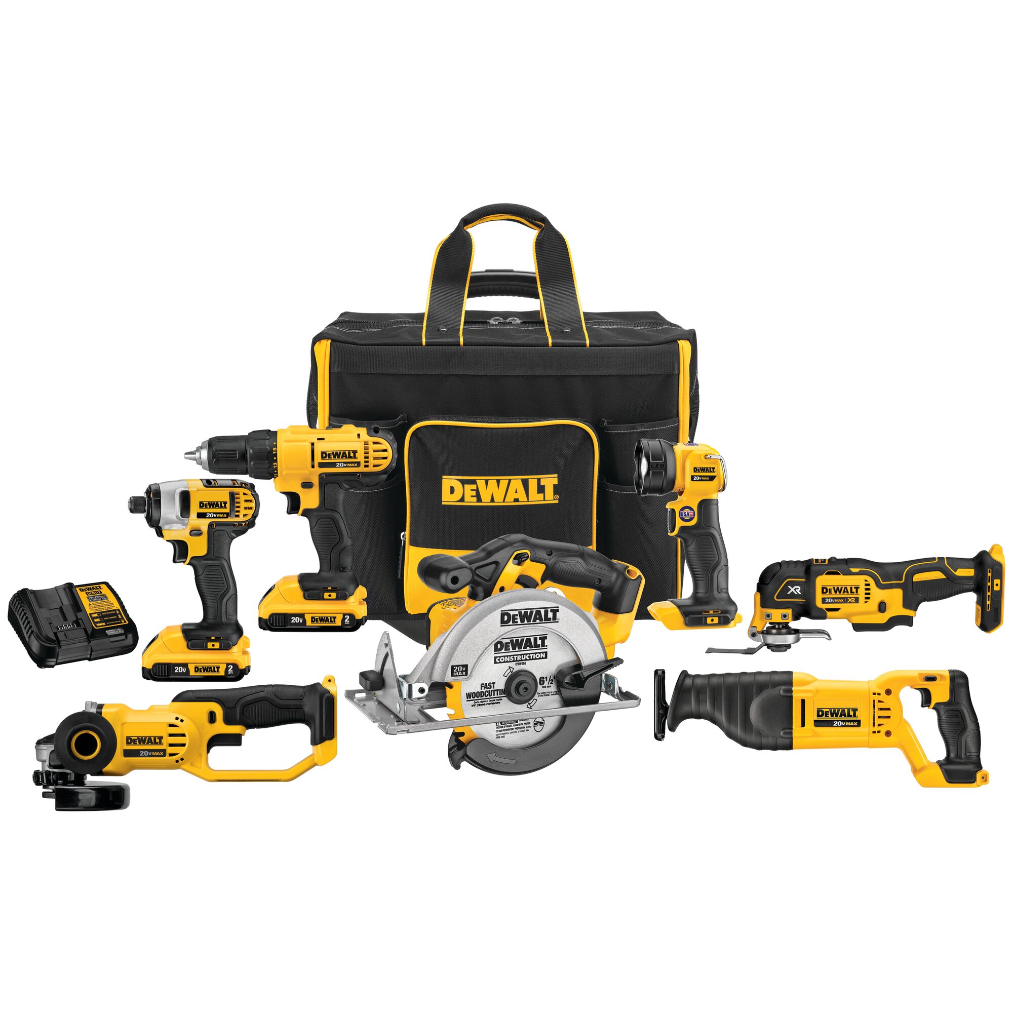 20V MAX* 7-Tool Combo Kit With Large Rolling Contractor Bag | DEWALT
