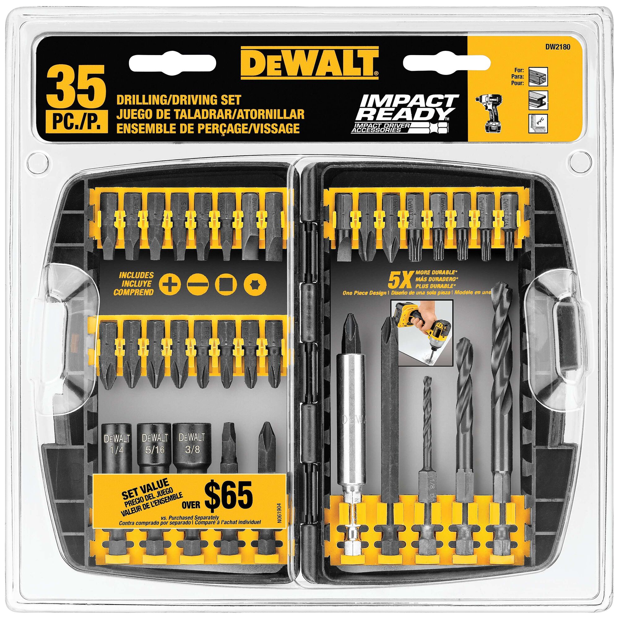 DEWALT MAX Genuine 35 pc Magnetic Screwdriver Drill Impact Driver Bit Set Kit