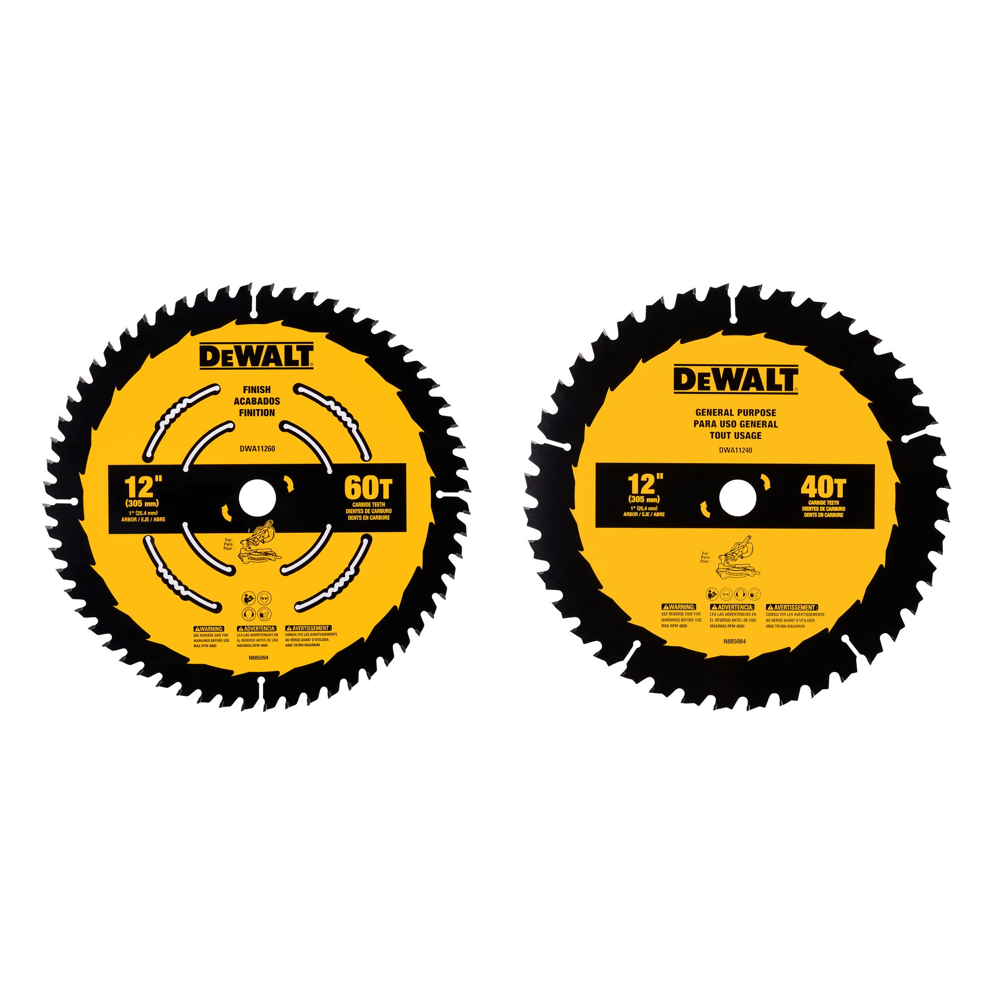 40T 60T 12 in. Large Diameter Circular Saw Blades Combo Pack DEWALT
