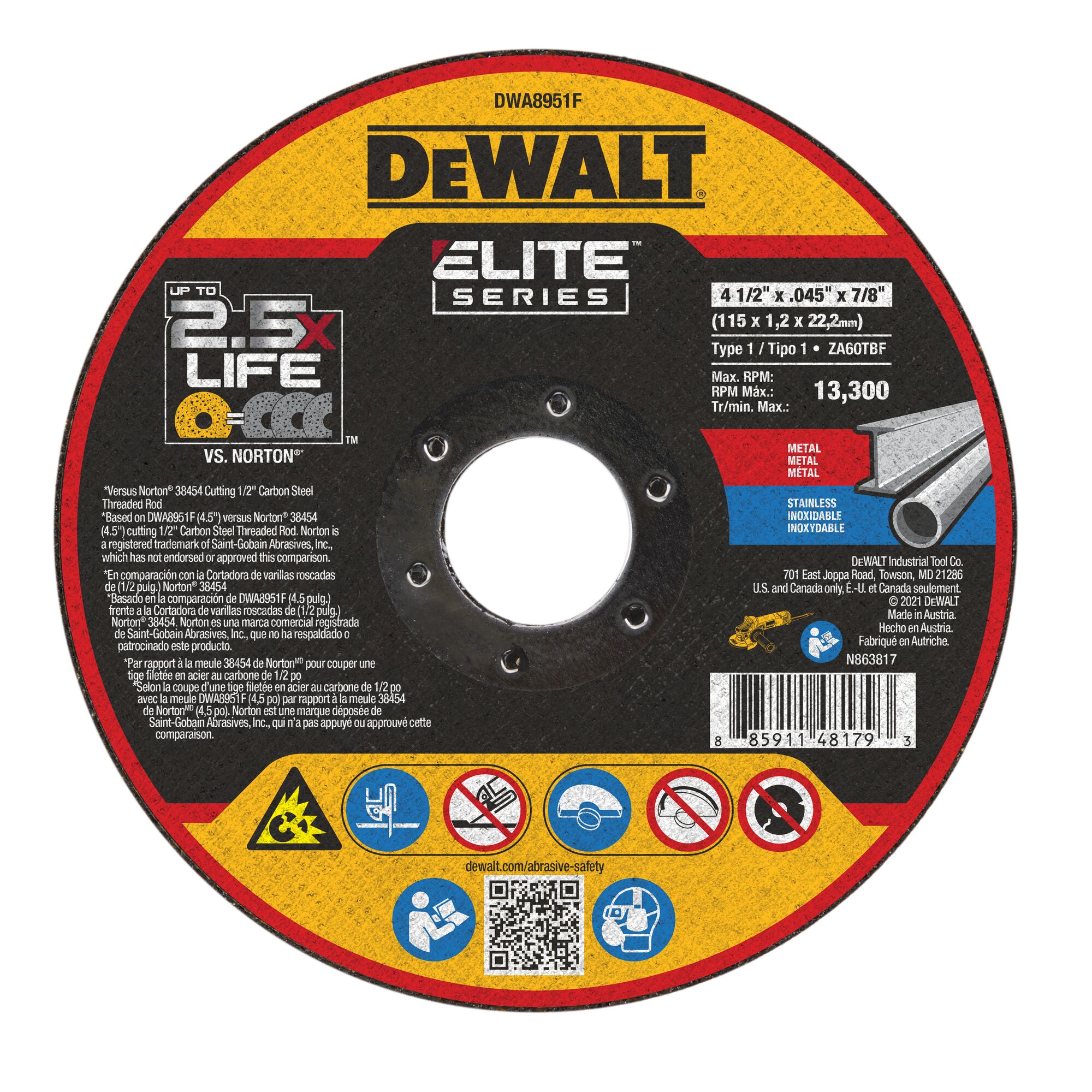 10 DEWALT DW3509 6-1/2-Inch x 1/8-Inch x 5/8-Inch Diamond Drive Masonry Blades 