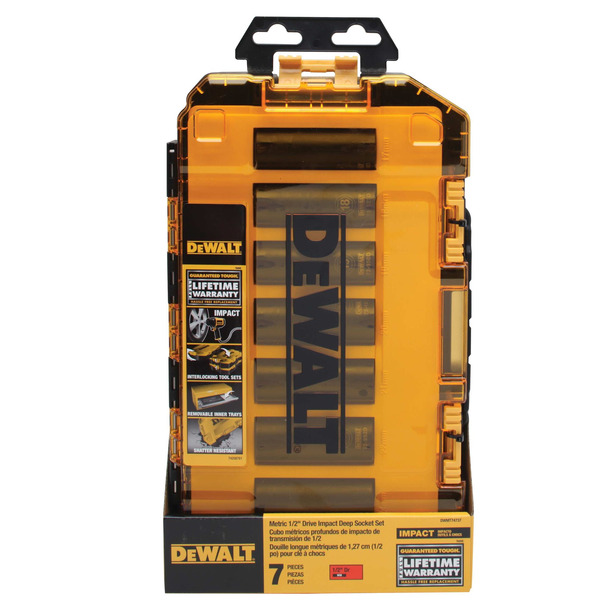 7 Pc. 1/2 in. Drive Deep Impact Metric Socket Set | DEWALT