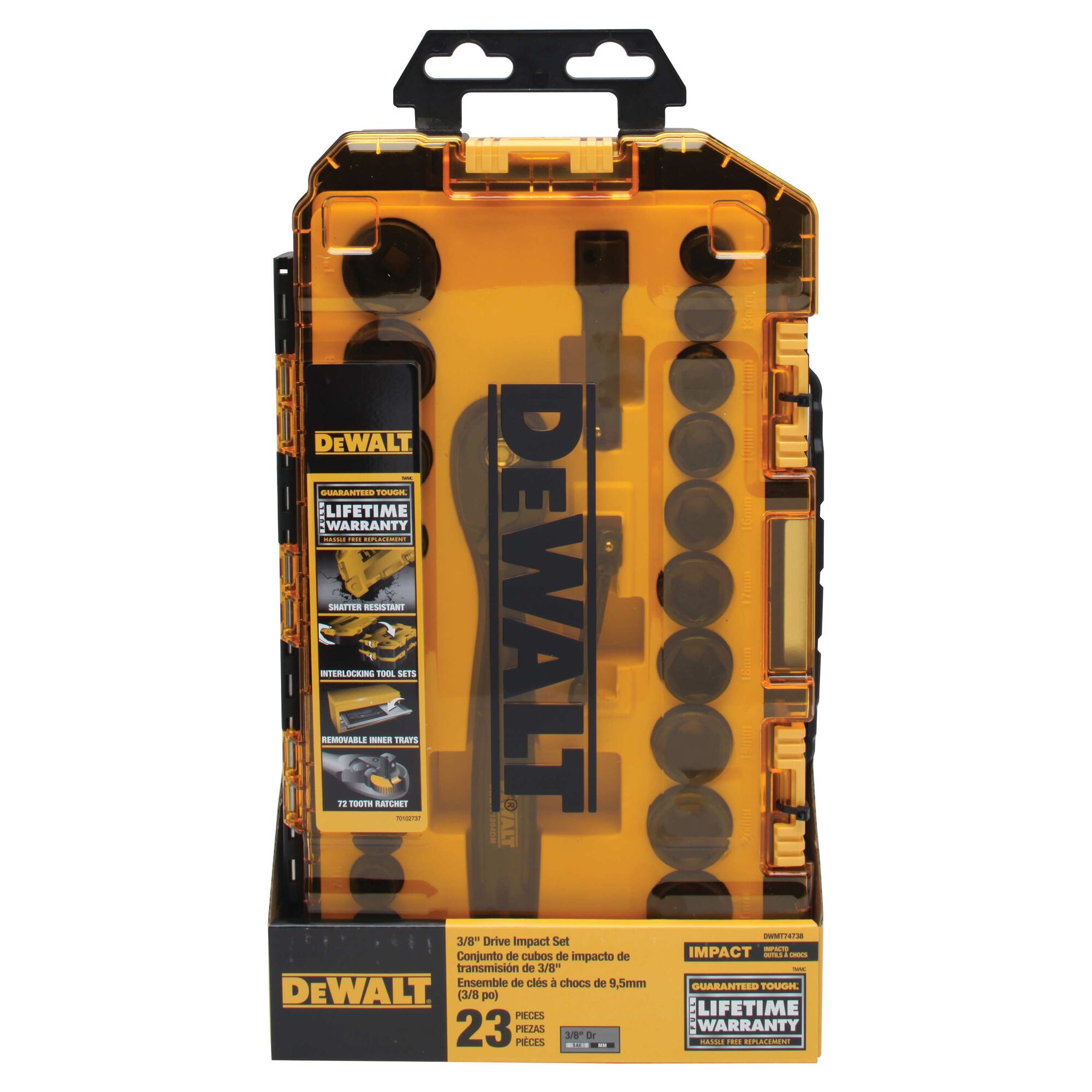 DEWALT DWMT74738 Tough Box 23 PC 3/8 Drive Impact Socket Set