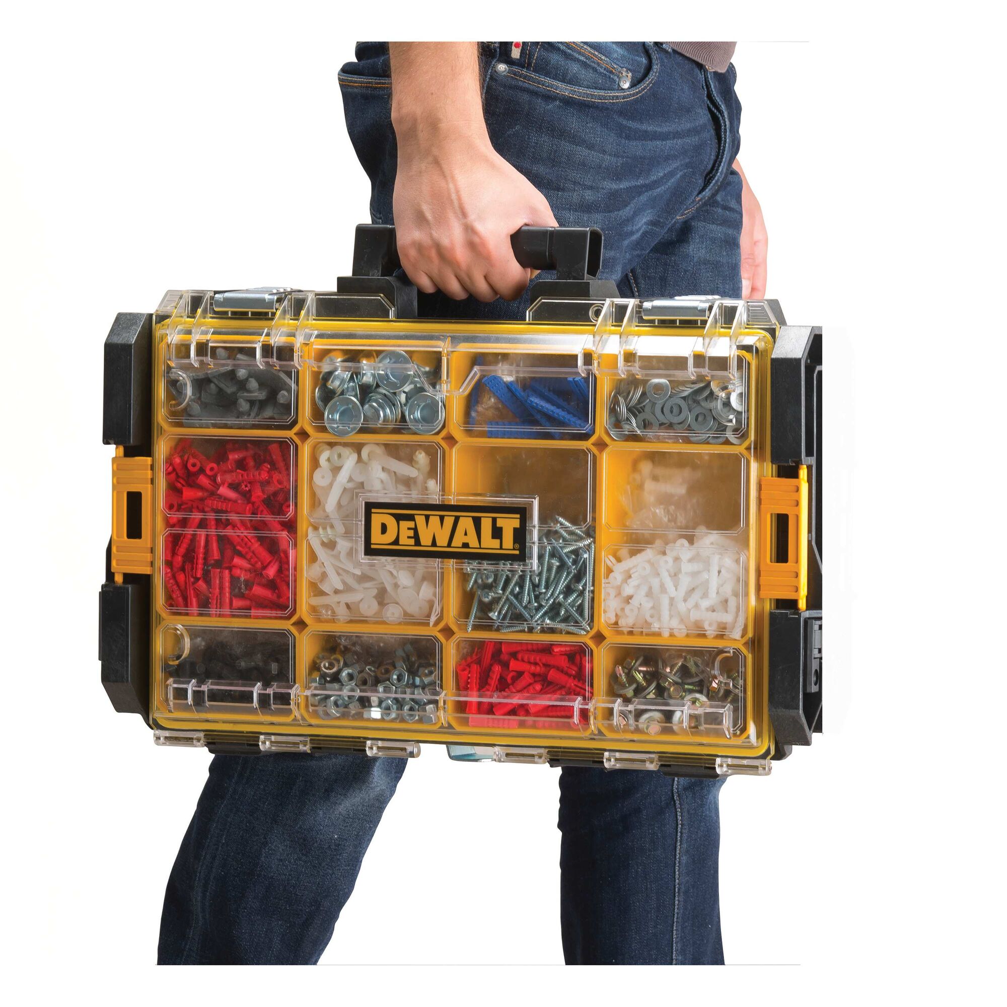 Dewalt Organizer Storage Box Tough System 100 Bucket Tool Case Drill Bit Screw 