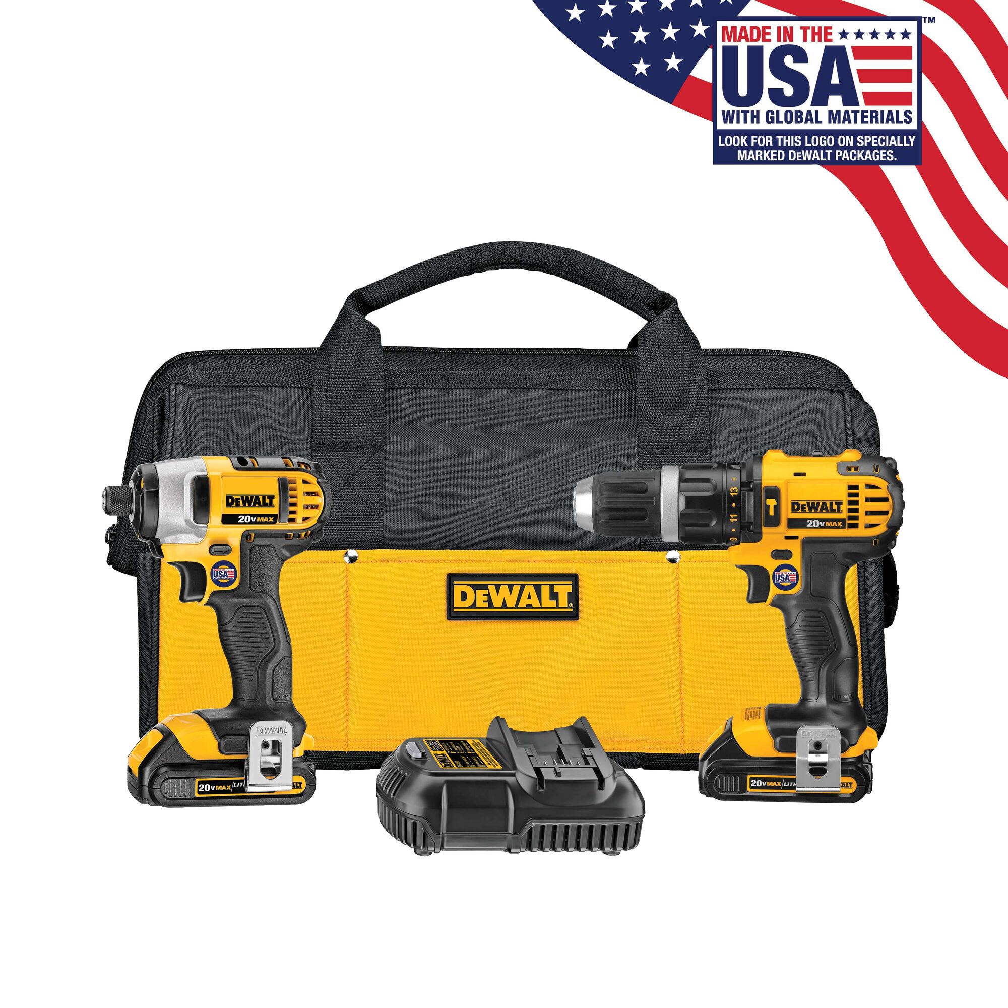 20V MAX Compact Cordless Hammerdrill Impact Driver Combo Kit 1.5 Ah DEWALT
