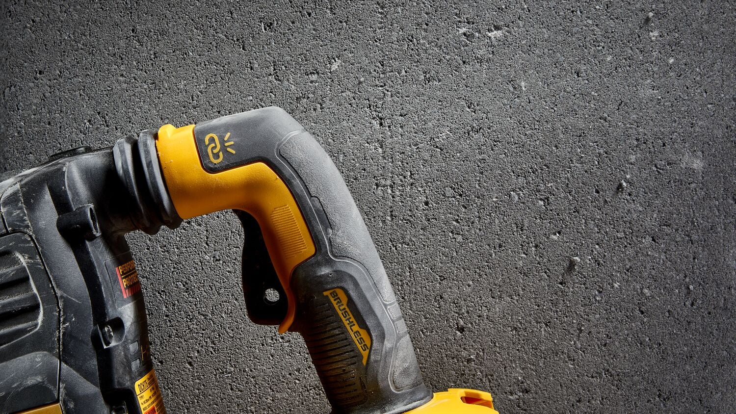 Shocks active vibration control feature of 60 volt 2 inch brushless cordless S D S combination rotary hammer kit.