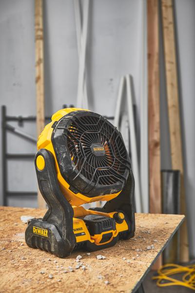 Jobsite fan in construction site