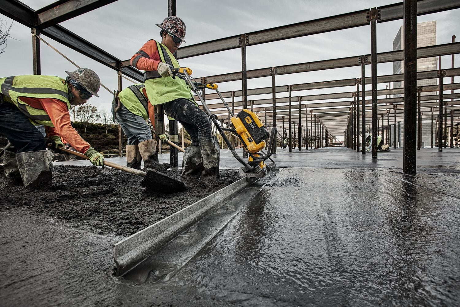 Man operating screed