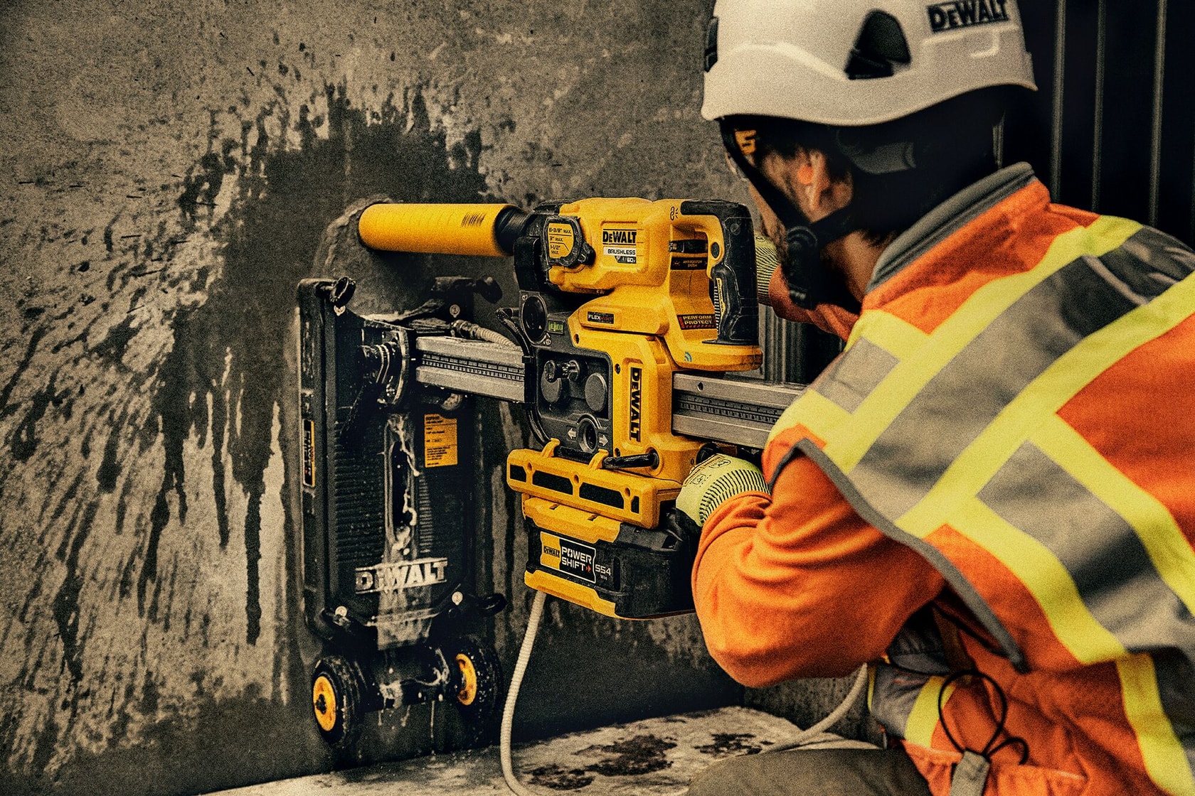 Image of tradesperson using the 60V MAX* Coring Drill