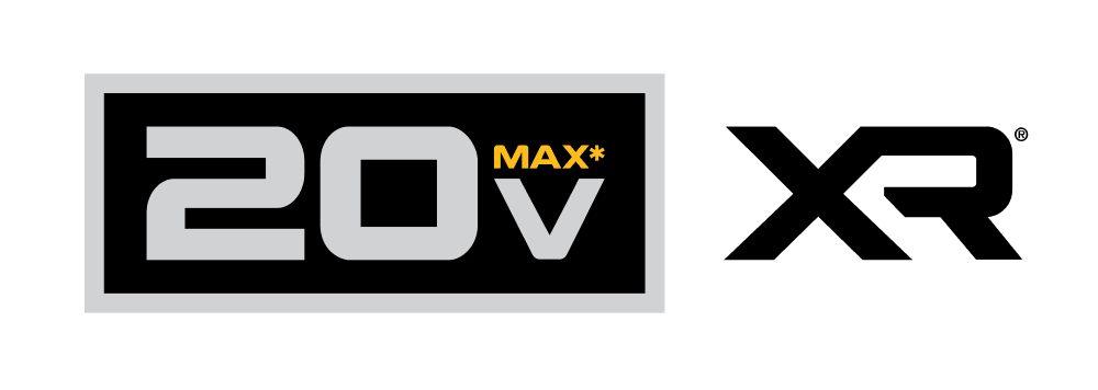 Logo with text '20V XR' in black and white, representing a DEWALT product line.