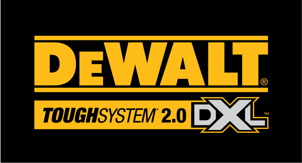 DEWALT ToughSystem 2.0 DXL logo in yellow and white text on a black background.